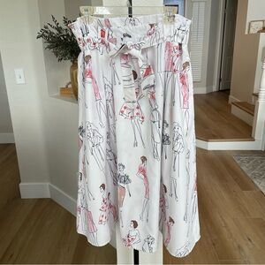 Her Destiny Fashion Illustration Novelty Print Paperbag Waist Skirt - Size Large